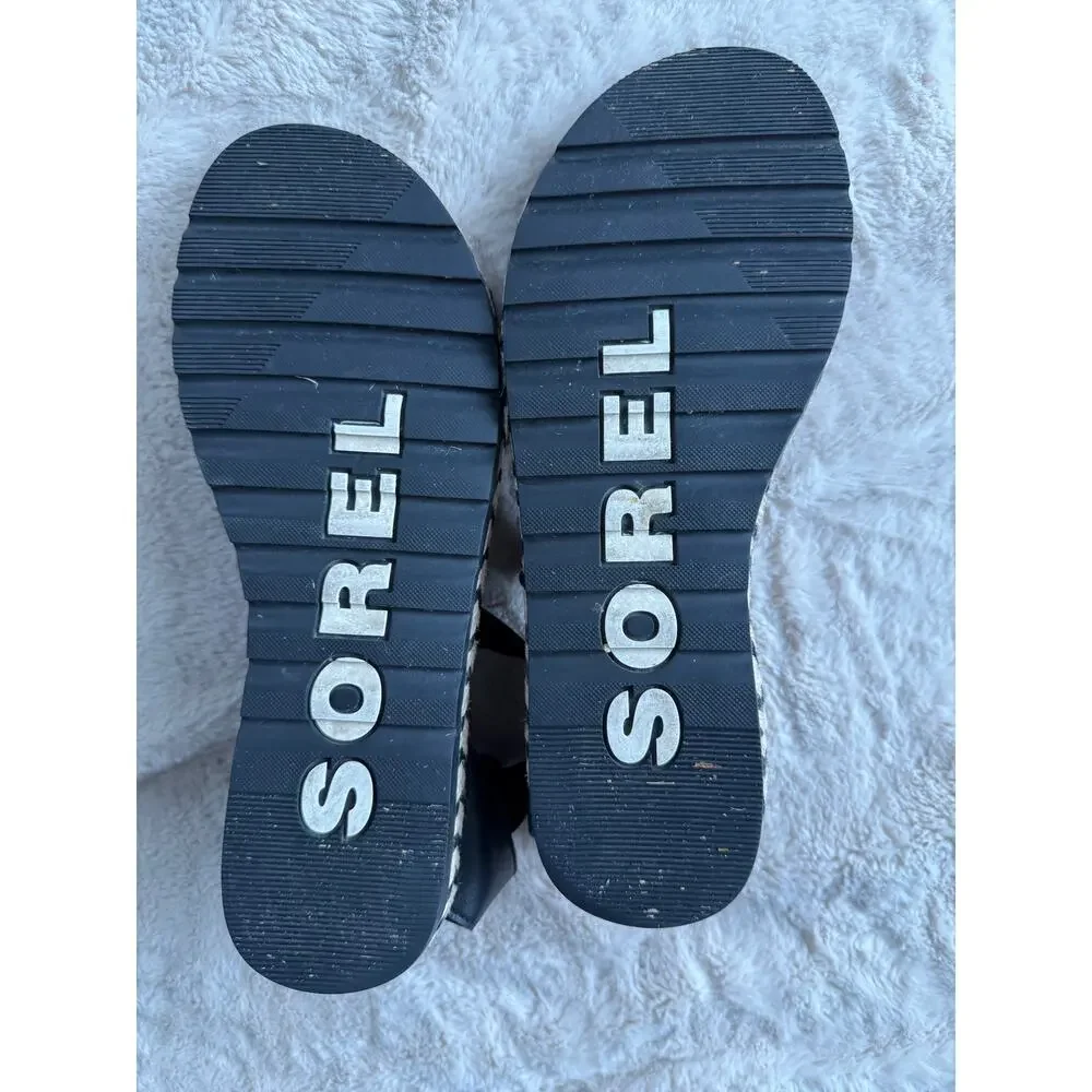 Sorel Ella li Flat Espadrille Sandals Black 9.5 - Picture 3 of 5